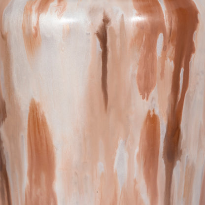 17" Nude Drip Finish Glass Floor Vase, Tan Multi - Decor Addict, LLC