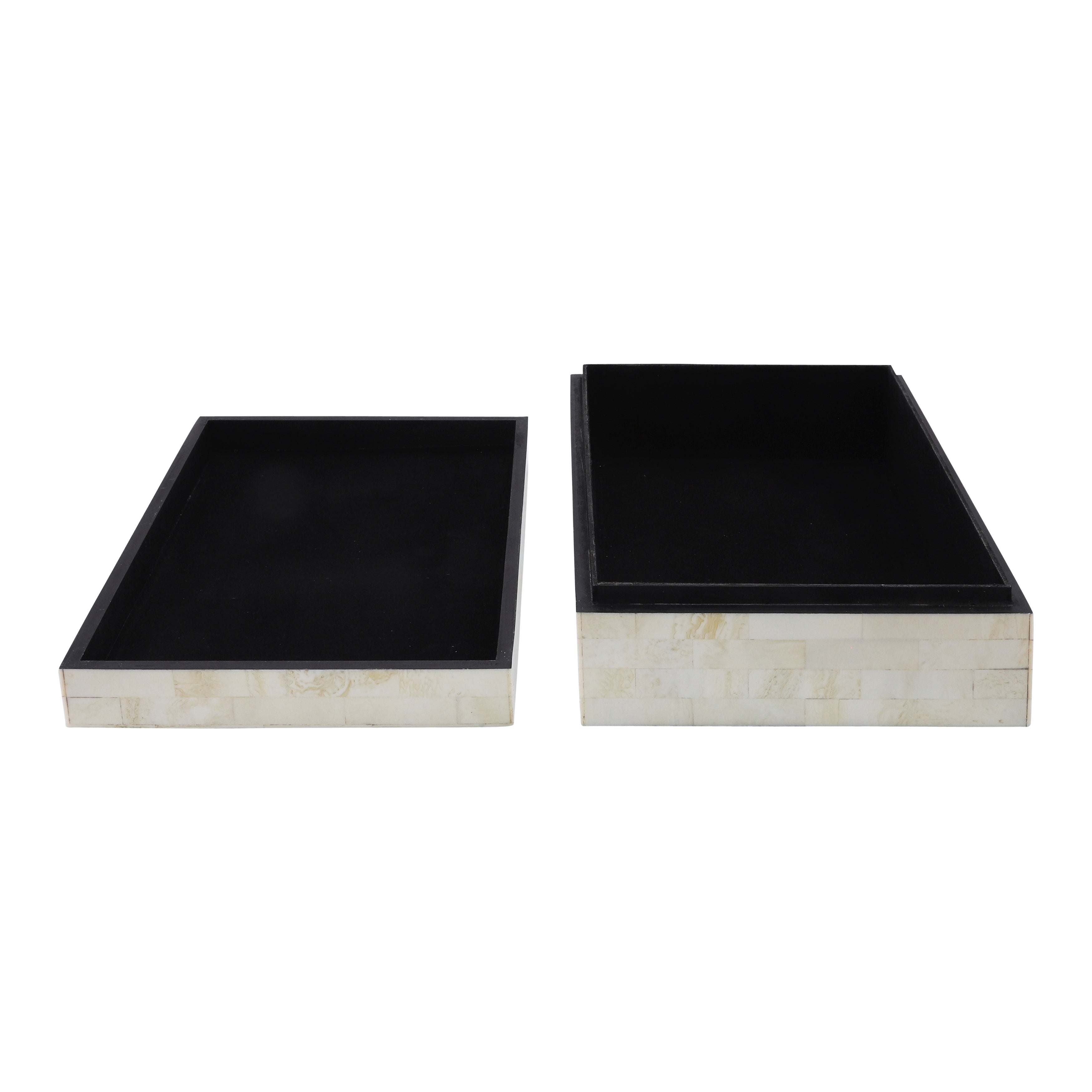 Resin S/2 Checkered Boxes, Black/white - Decor Addict, LLC