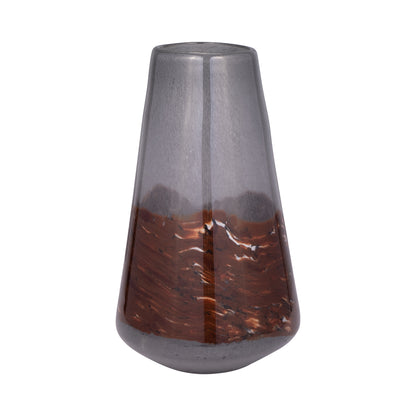 Glass, 14" Vase Grey/brown - Decor Addict, LLC