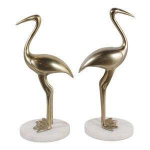 Trellis Bird & Marble Statuary, Gold (Set of 2)