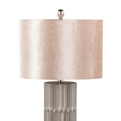 Tania 22" Ceramic Table Lamp: Brown & Brown Metallic Ceramic, Champagne Shade - Decor Addict, LLC