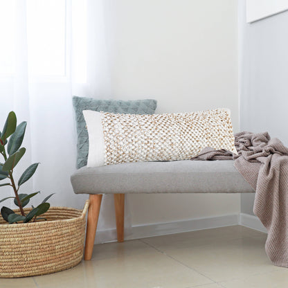 Farmhouse Color Block Hand-Woven Cotton Blend Pillow: Pillow- Poly Filled - Decor Addict, LLC