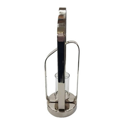 Candle Holder - Silver Metal Stylish Hurricane, 21 in. - Decor Addict, LLC