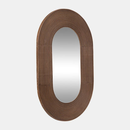 36" RIBBED OVAL MIRROR, WALNUT - Decor Addict, LLC