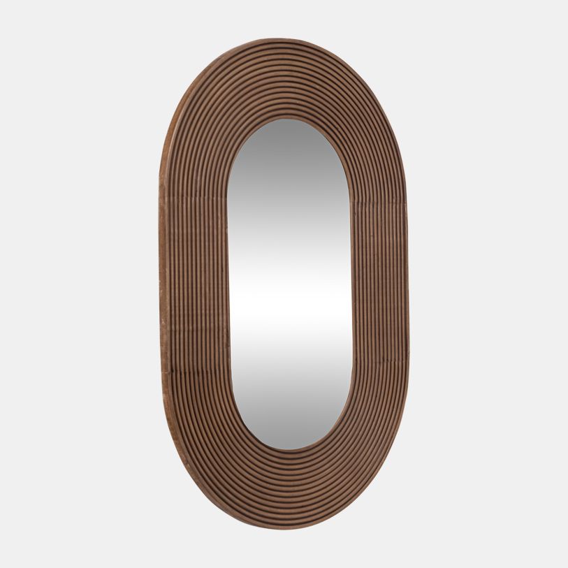 36" RIBBED OVAL MIRROR, WALNUT - Decor Addict, LLC