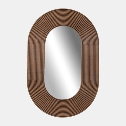 36" RIBBED OVAL MIRROR, WALNUT - Decor Addict, LLC