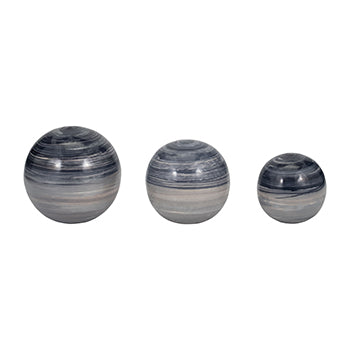 METAL, S/3 GALAXY ORBS, 2-TONE BLACK - Decor Addict, LLC