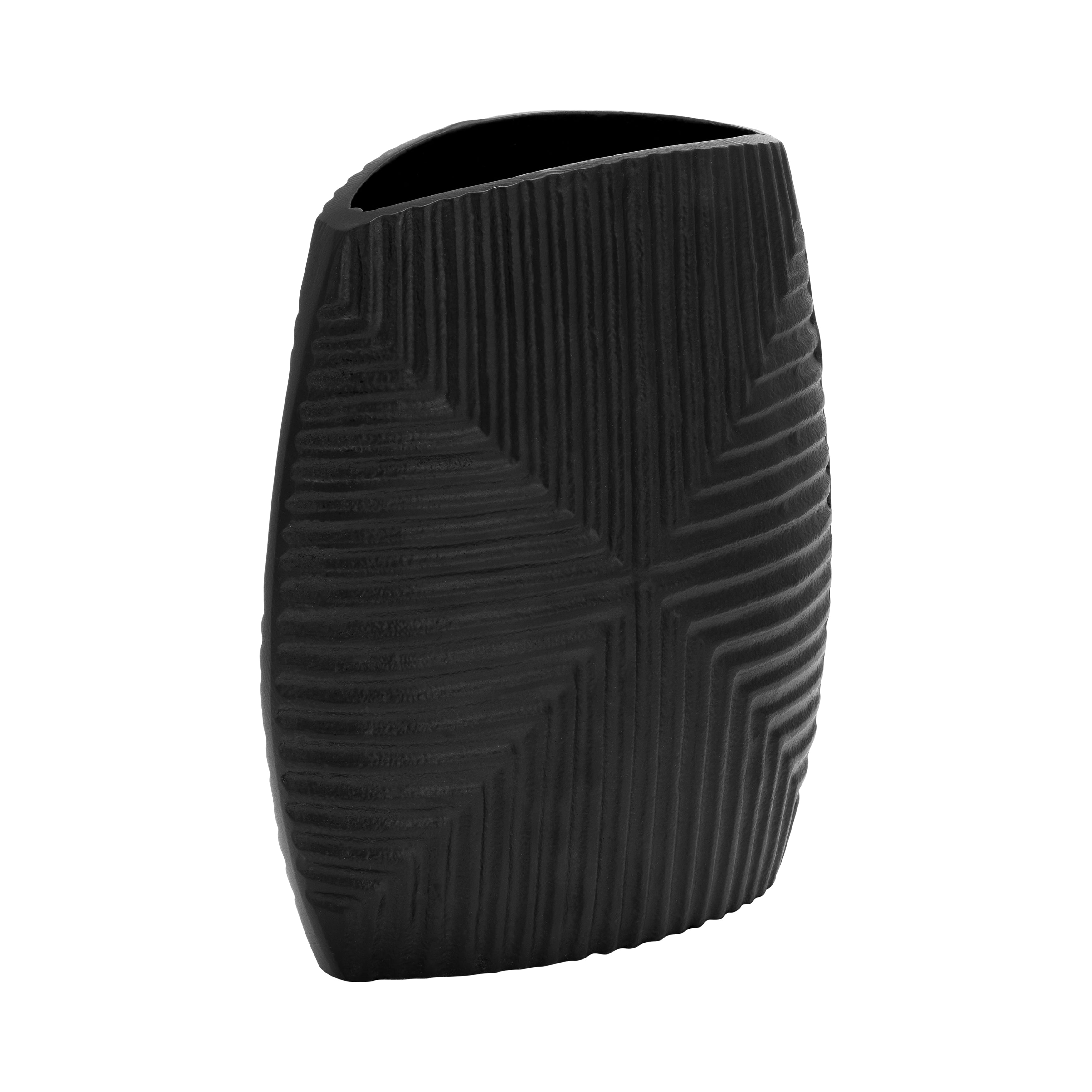 Metal 10"h Ribbed Vase - Thumbnail 2