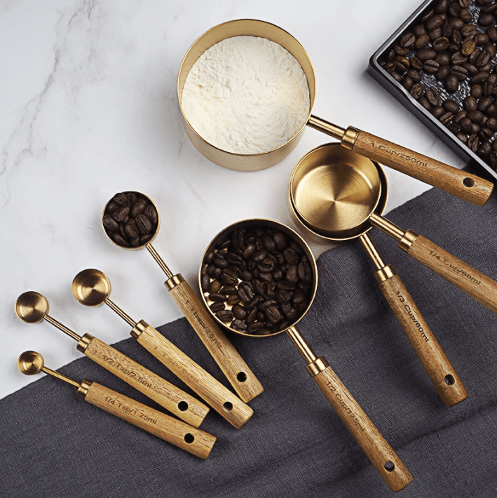 Gold Stainless Steel Measuring Spoon Set: - Decor Addict, LLC