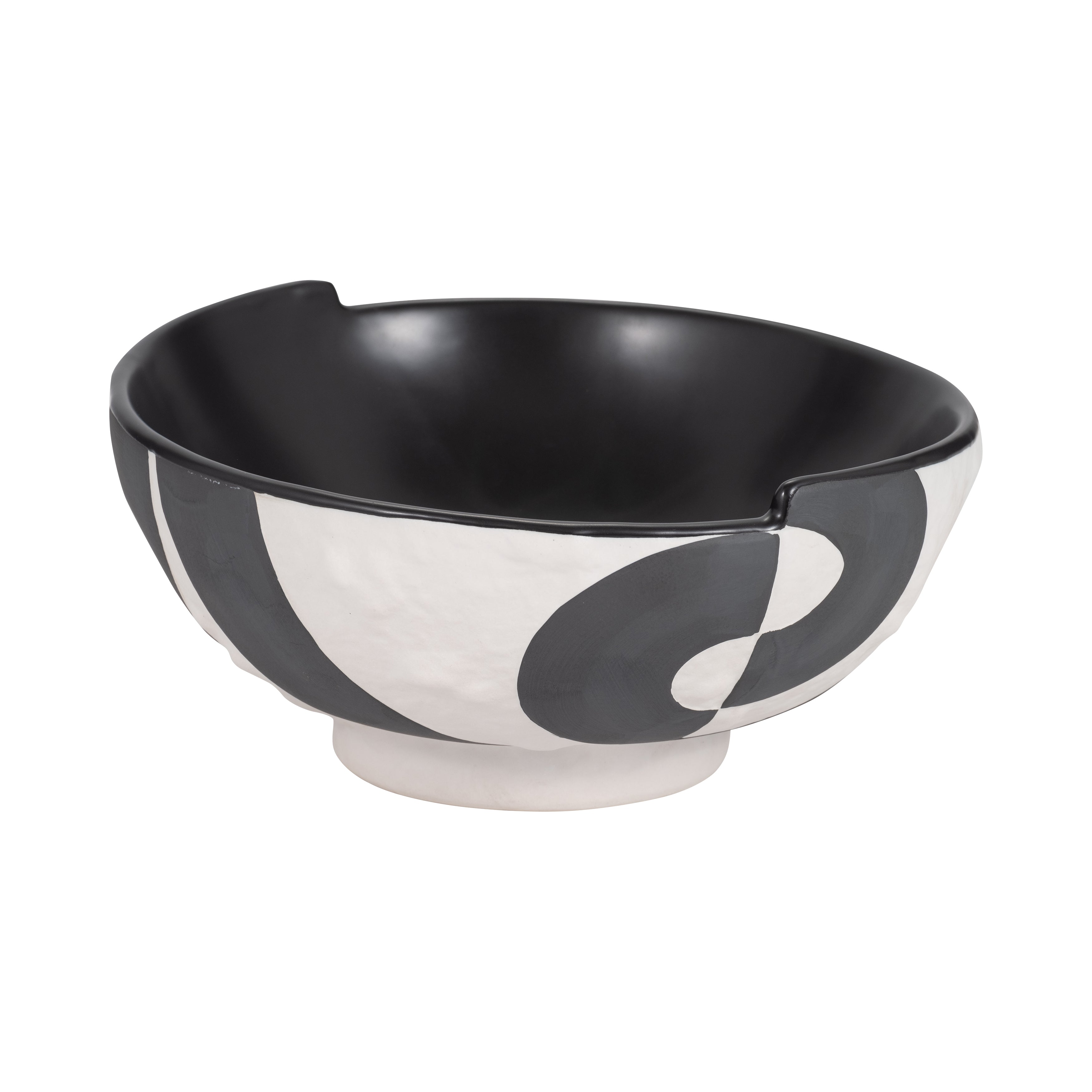12" Contemporary Deep Bowl, Black/white - Decor Addict, LLC