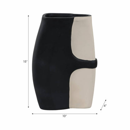 Decorative Vase - Black/Tan Ecomix Small Silhouette, 15 in. - Decor Addict, LLC