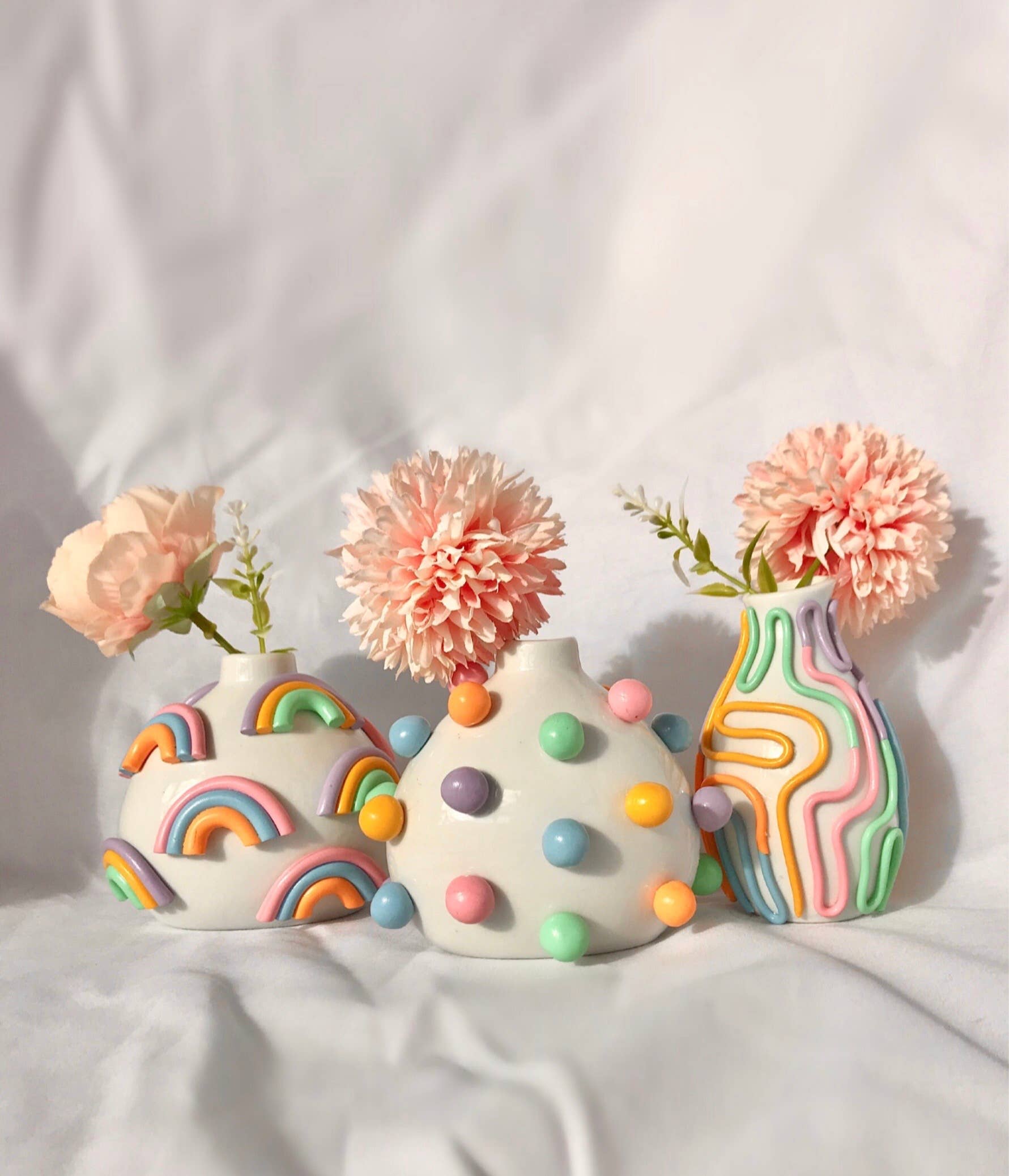 Retro Eclectic Colorful Bud Vase- Boho Mini Vase: Dots - Decor Addict, LLC