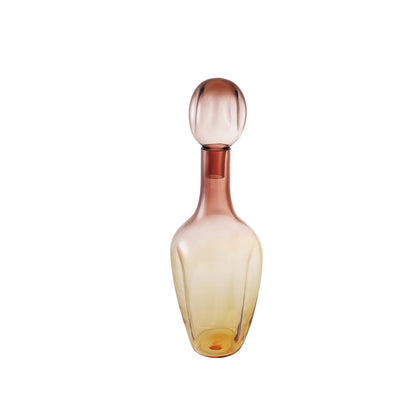 18 oz. Hand-Blown Glass Bottle with Stopper, Purple & Amber Ombre