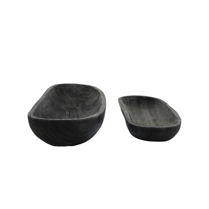 S/2 18/24" Wood Decor Plates, Black - Decor Addict, LLC