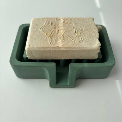 Soap Holder | Concrete Soap Dish: Light Gray & Gold - Decor Addict, LLC