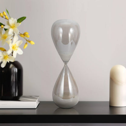 Glass Small Teardrop Silhouette Hourglass - Grey, 20 in. - Decor Addict, LLC
