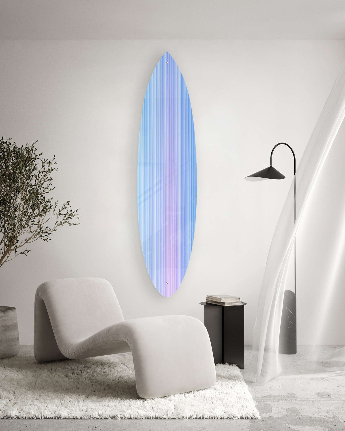 Blue Stripes Pattern Acrylic Surfboard Wall Art - Decor Addict, LLC