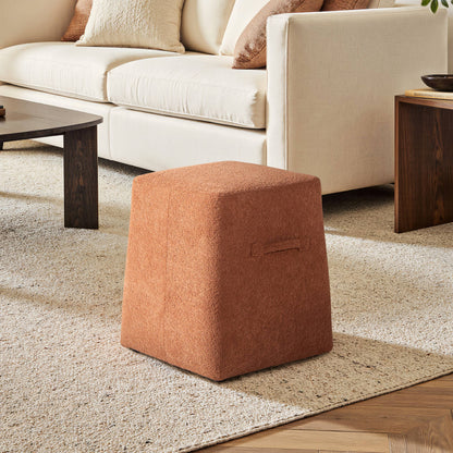 Oliver 16" Tapered Square Upholstered Ottoman Fleeced: Spice Orange - Decor Addict, LLC