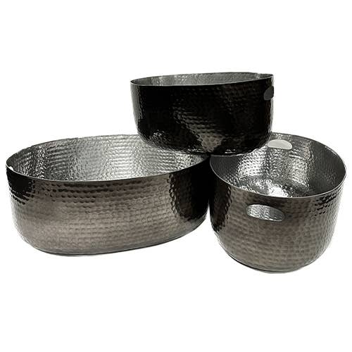 Hammered Black Beverage Tub Set of 3 - Thumbnail 4