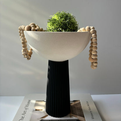 Leo - Pedestal Bowl | Concrete Decorative Bowl: Black & White - Decor Addict, LLC
