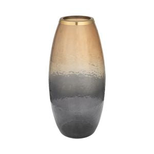 18" Glass Vase with Metal Ring, Bronze