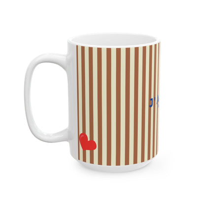 I Love Coffee Ceramic Mug-BROWN, J'adore le Café: 11oz