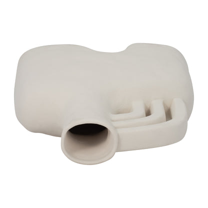 Cer, 12" Rough Triple Handle Vase, Cotton - Decor Addict, LLC