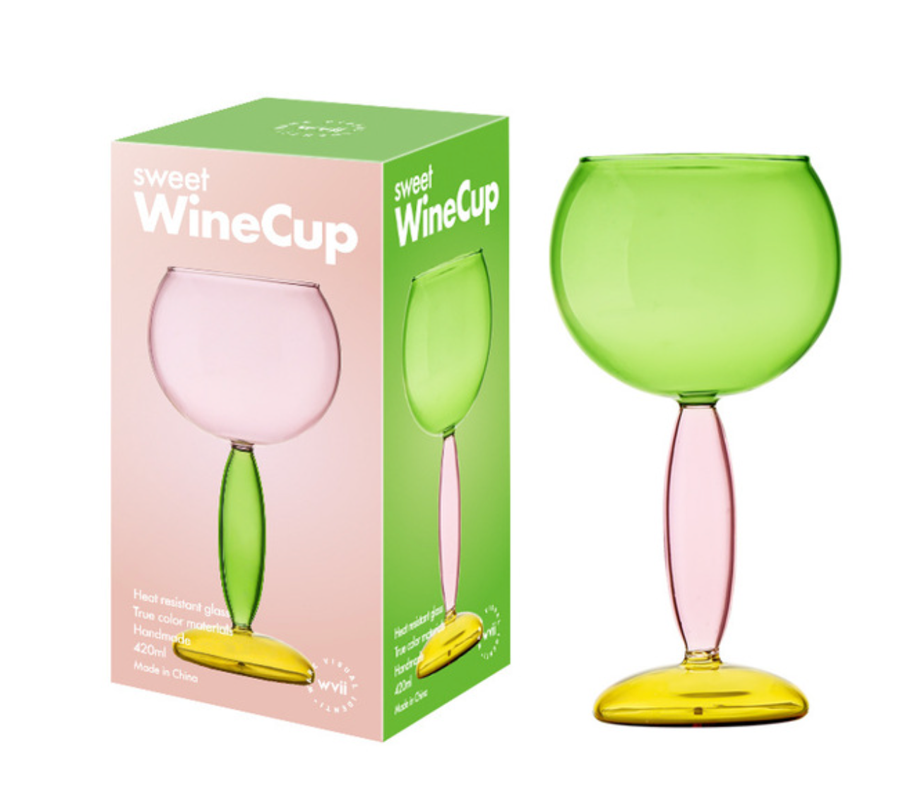 Colored Glass Wine Cup / Decanter: Burgundy Yellow - Decor Addict, LLC