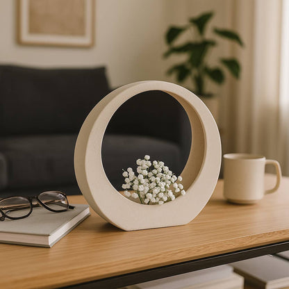 Stoneware Modern Sand Glaze Loop Sculpture - White, 11 in.