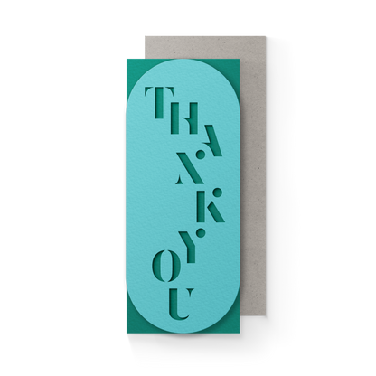 Thank You Slim Sleeve Card - Turquoise - Decor Addict, LLC