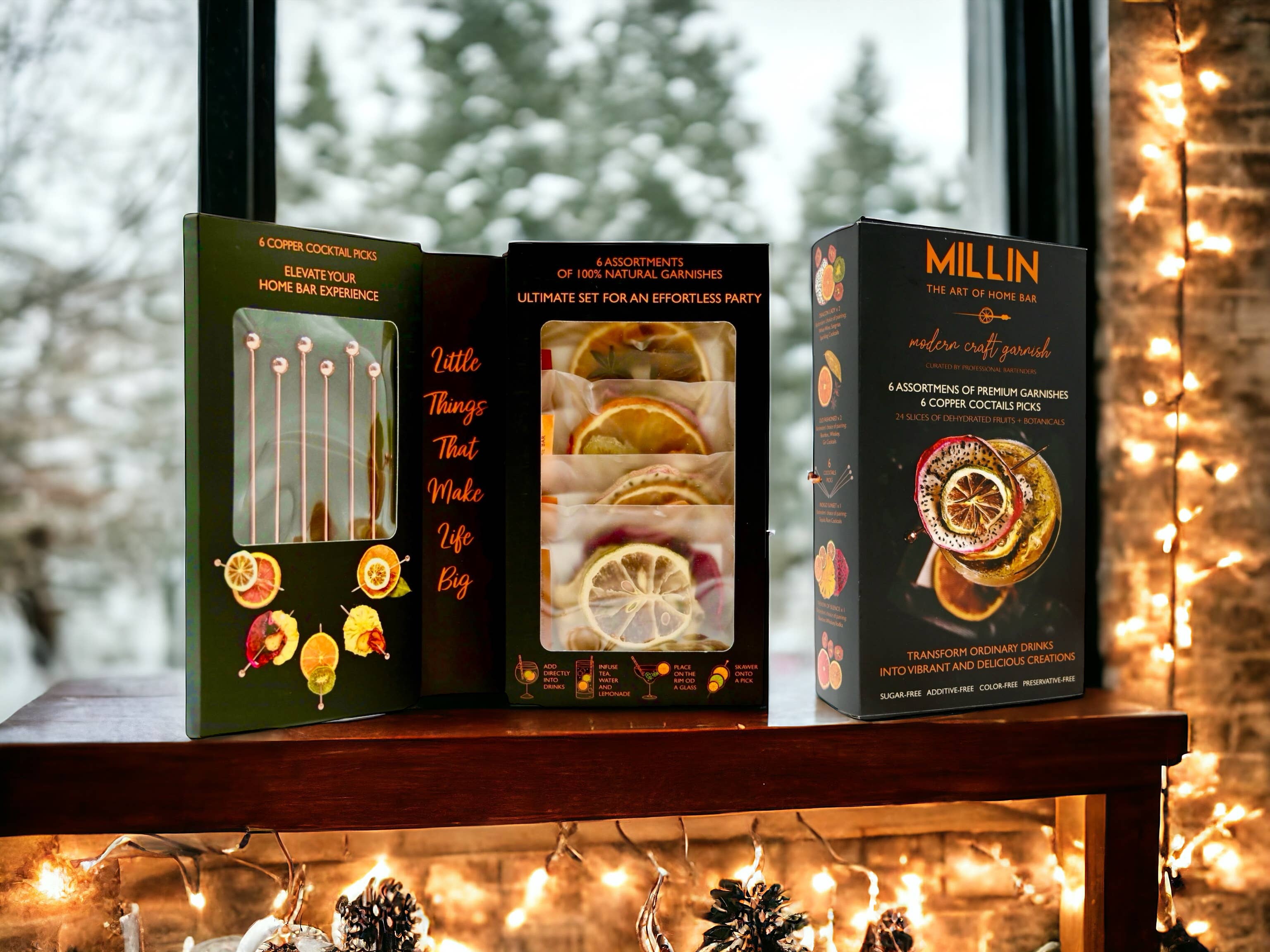 Gourmet Dry Fruit Cocktail Garnish Set with Copper Picks - Decor Addict, LLC