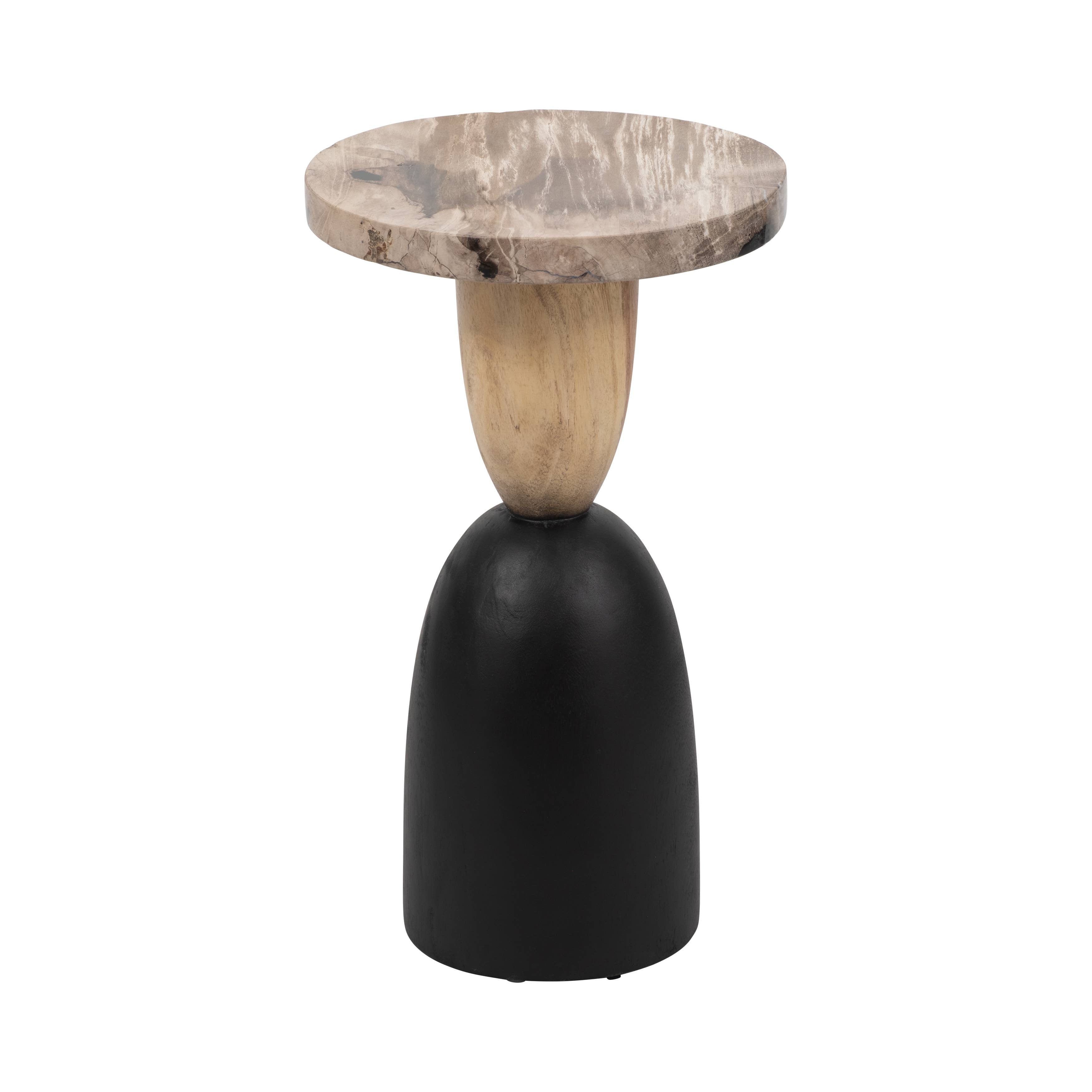 Suar Wood Modern End Table with Geometric Base - Tan, 20 in. - Decor Addict, LLC