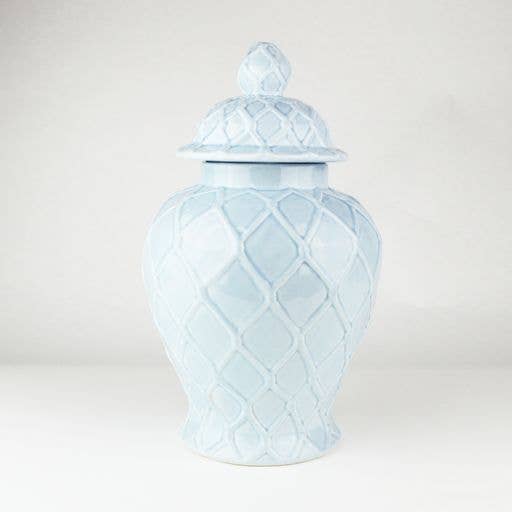 Light Blue Textured Ginger Jar - Large - Decor Addict, LLC