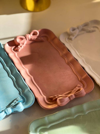 Elegant Rectangular Tray with Bow Handles: Olive Green - Decor Addict, LLC