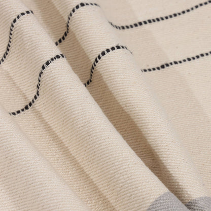 Transitional Hand-Woven Modern Striped Cotton Throw Pillow: Ivory/Brown / Pillow- Poly Filled - Decor Addict, LLC
