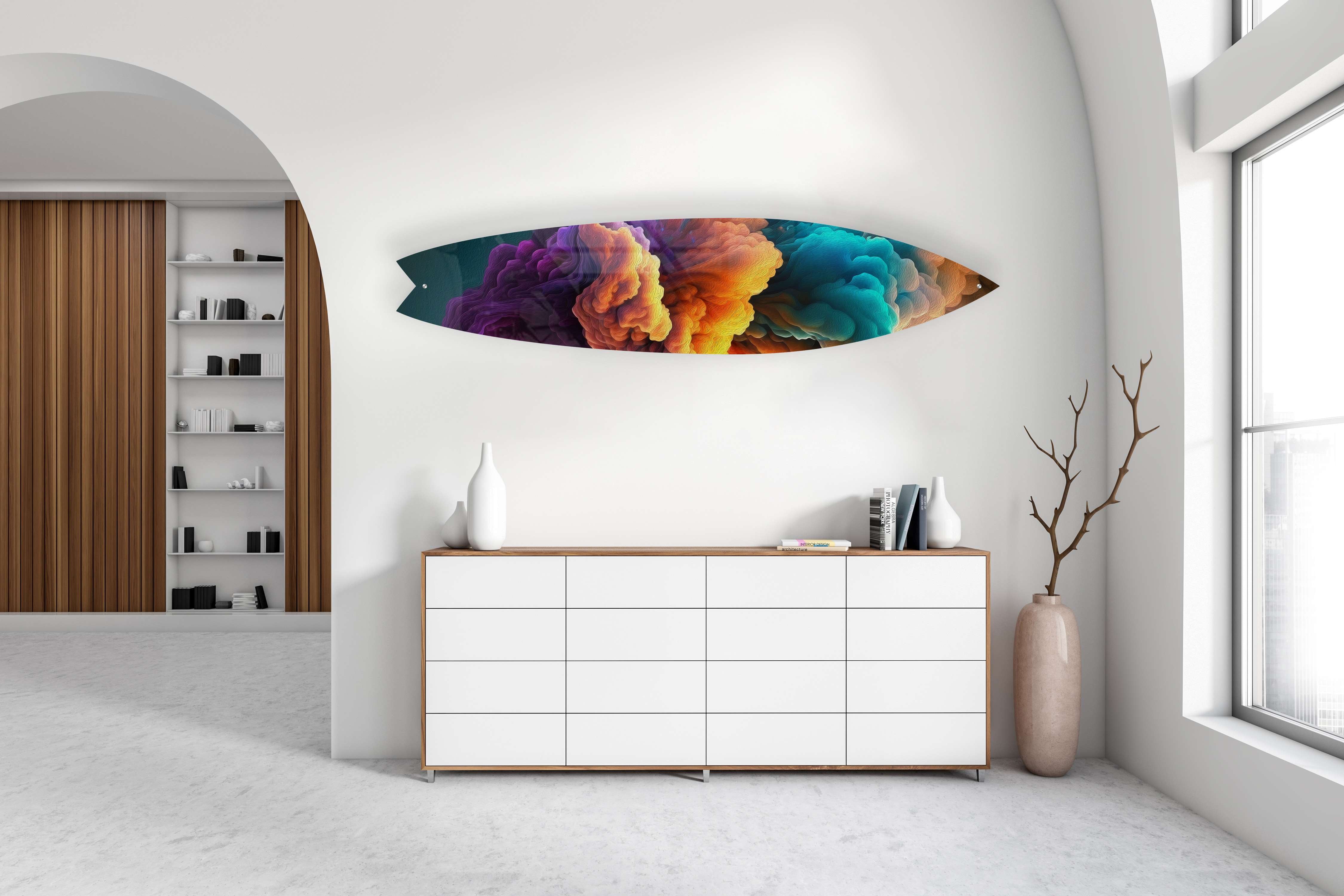 Abstract Space Smoke Acrylic Surfboard Wall Art - Decor Addict, LLC