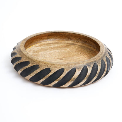 Decorative Large Wood Bowl with Black Filler - Decor Addict, LLC