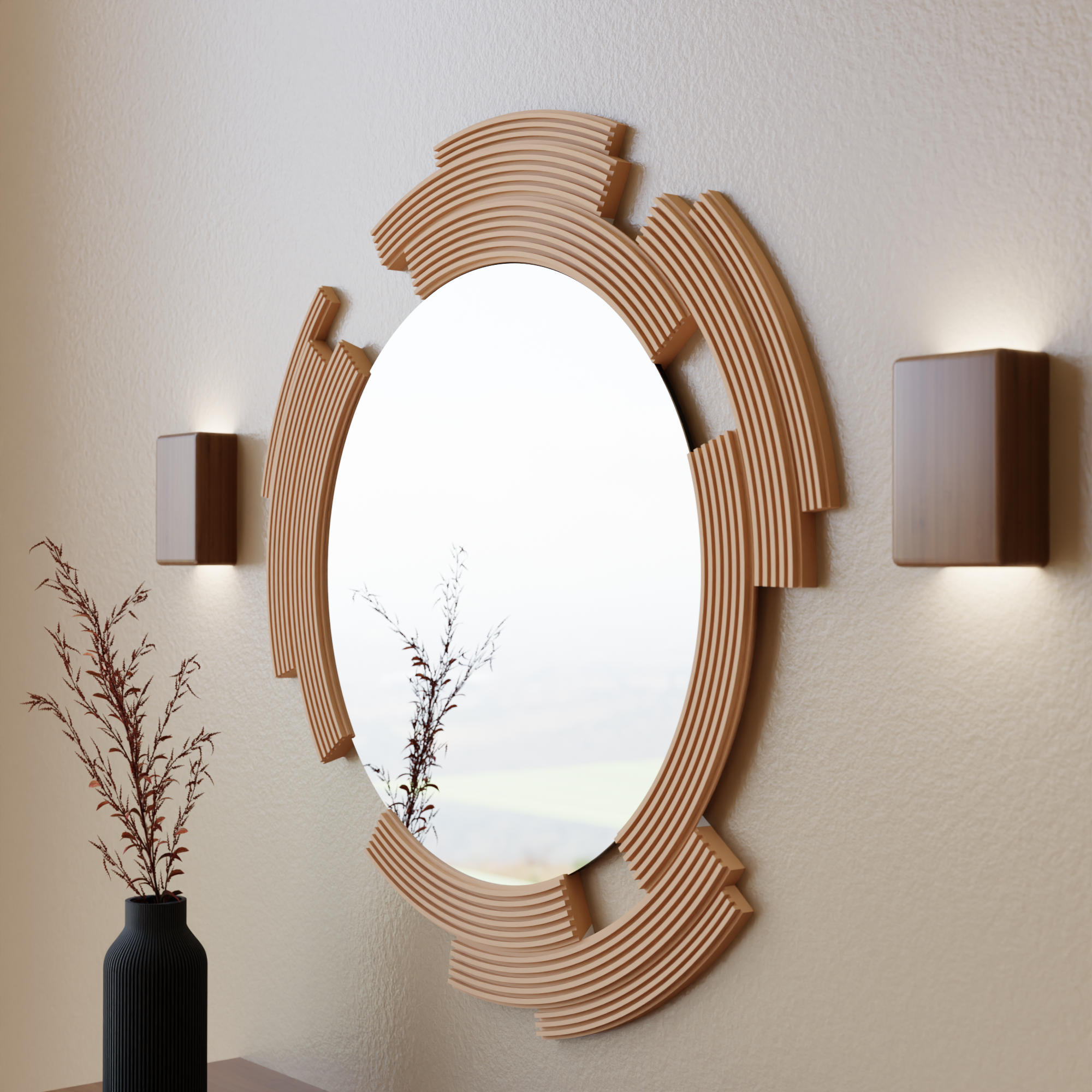 SCULPT Mirror: Muted Green / 24 Inch Frame - Decor Addict, LLC