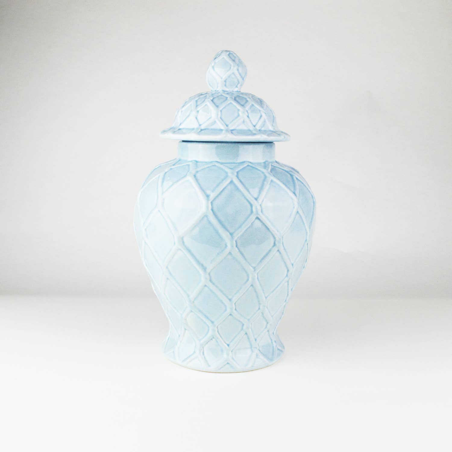 Light Blue Textured Ginger Jar - Large - Decor Addict, LLC