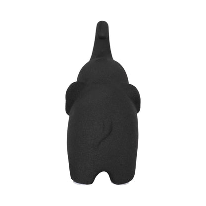 Black 8 in. Porcelain Elephant with Rough Texture Figurine - Decor Addict, LLC