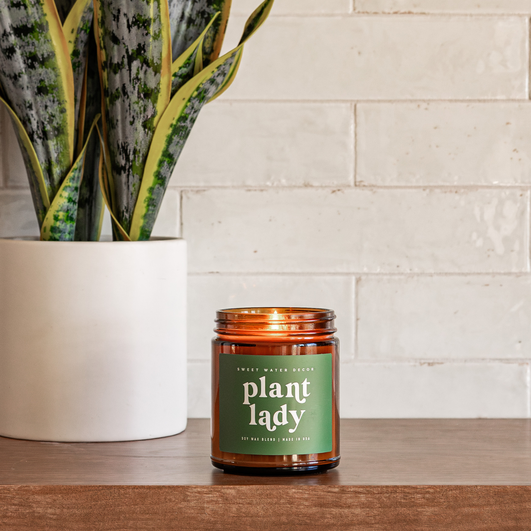 Plant Lady Soy Candle - Amber Jar - 9 oz (Wildflowers and Salt) - Decor Addict, LLC