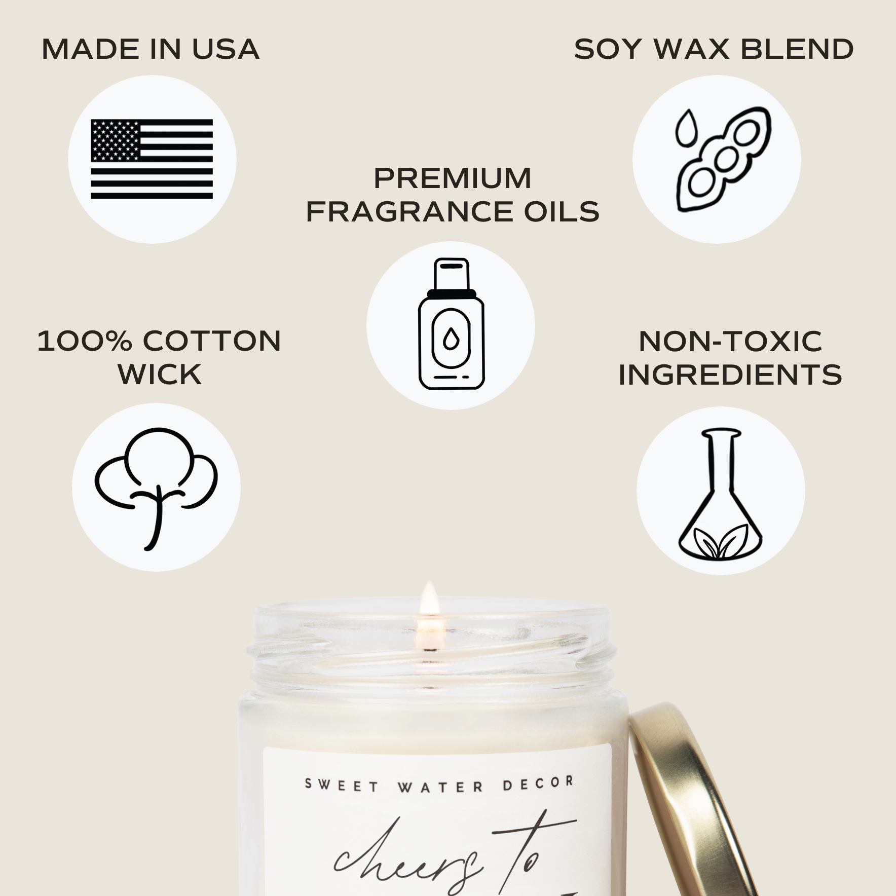 Cheers to Thirty Soy Candle - Clear Jar - 9 oz - Decor Addict, LLC