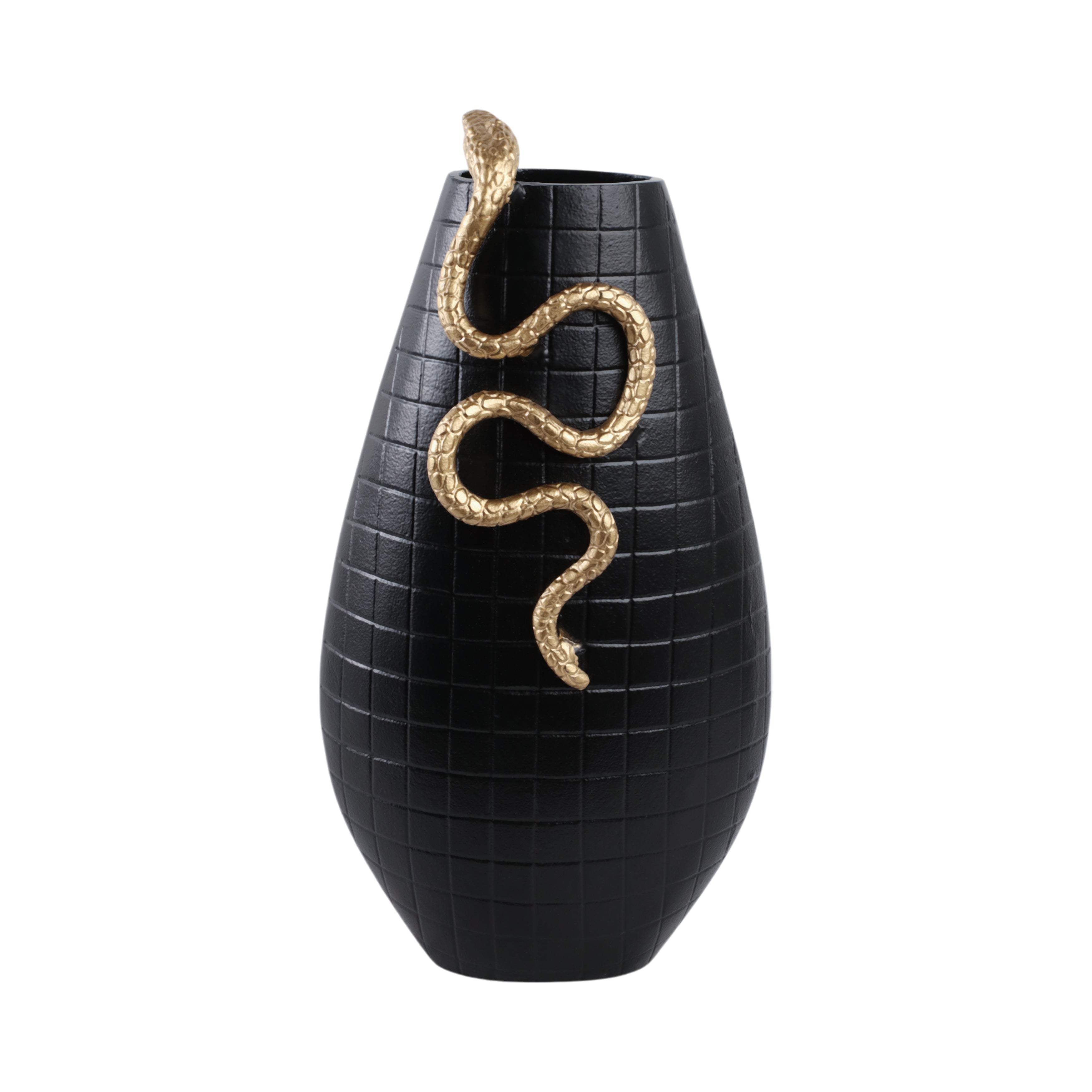 21x11" Curved Snake On Vase, Black/gold - Decor Addict, LLC