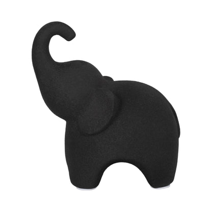 Black 8 in. Porcelain Elephant with Rough Texture Figurine - Decor Addict, LLC