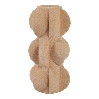 Decorative Vase - Tan Ceramic 3D Printed Textured, 11 in. - Decor Addict, LLC