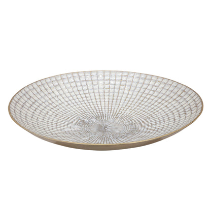 S/2 Metal 18/21" Round Plates, Ivory/champagne - Decor Addict, LLC
