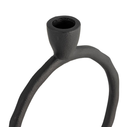 Metal Round Ring Taper Candle Holder - Black, 8 in. - Decor Addict, LLC