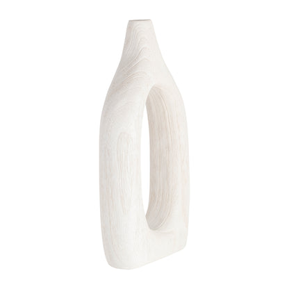 Wood, 14"h Cut-out Vase, White - Decor Addict, LLC