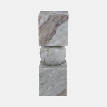 9x3" Chunky Marble Taper Holder, Tan Multi - Decor Addict, LLC