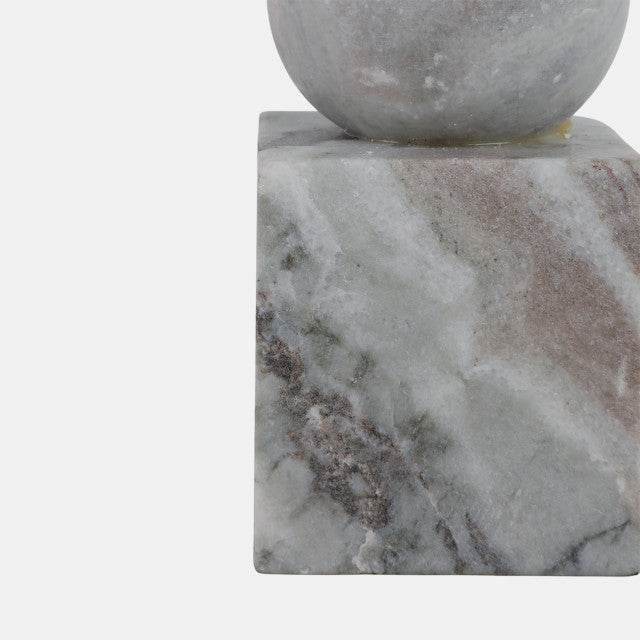 9x3" Chunky Marble Taper Holder, Tan Multi - Decor Addict, LLC